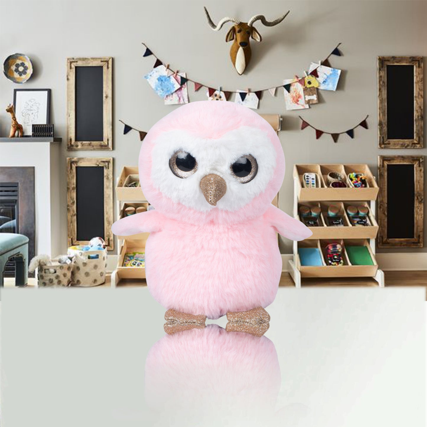 Puffy Plush Owls - Pink soft toy