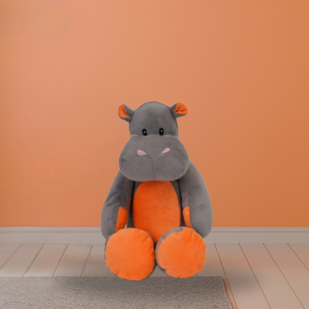 The Hippos - Rudy-Neon Orange and Smoky Grey soft toy