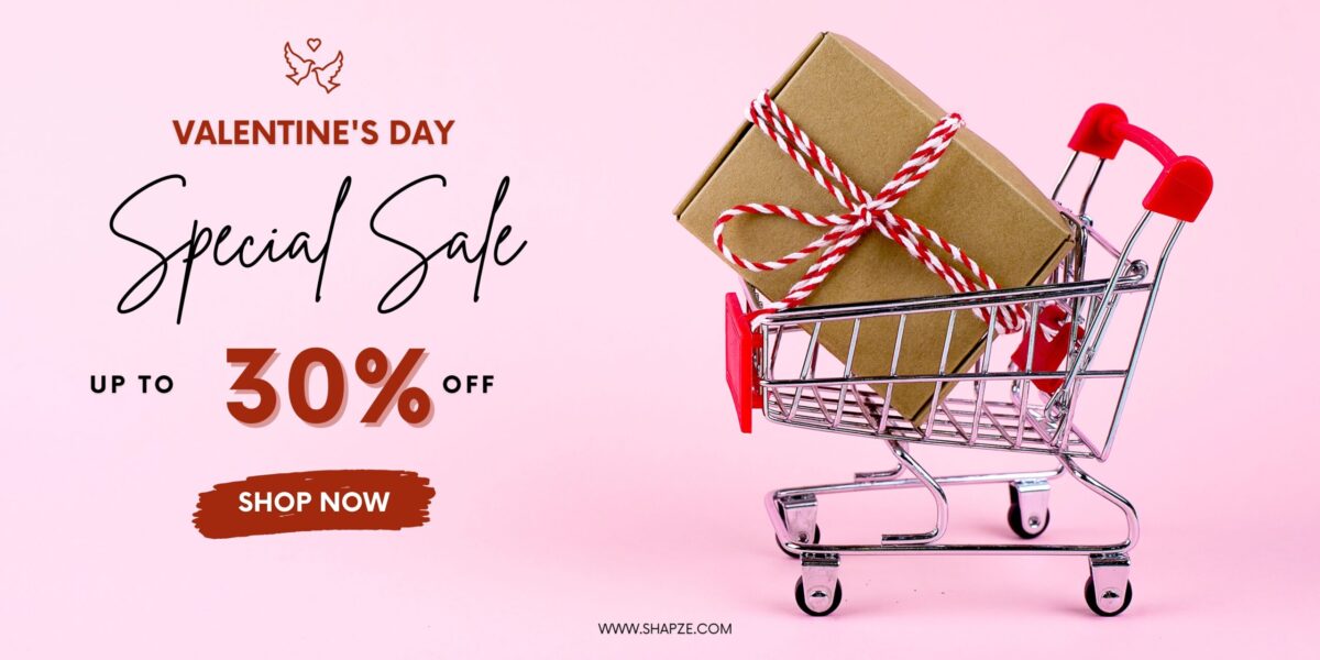 Pink Red Valentine's Day Online Shopping Product Promotion - Banner